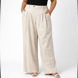 Banana Republic Linen-Blend Wide-leg Pleated Trouser size 16